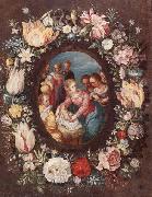 unknow artist The nativity encircled by a garland of flowers Norge oil painting reproduction